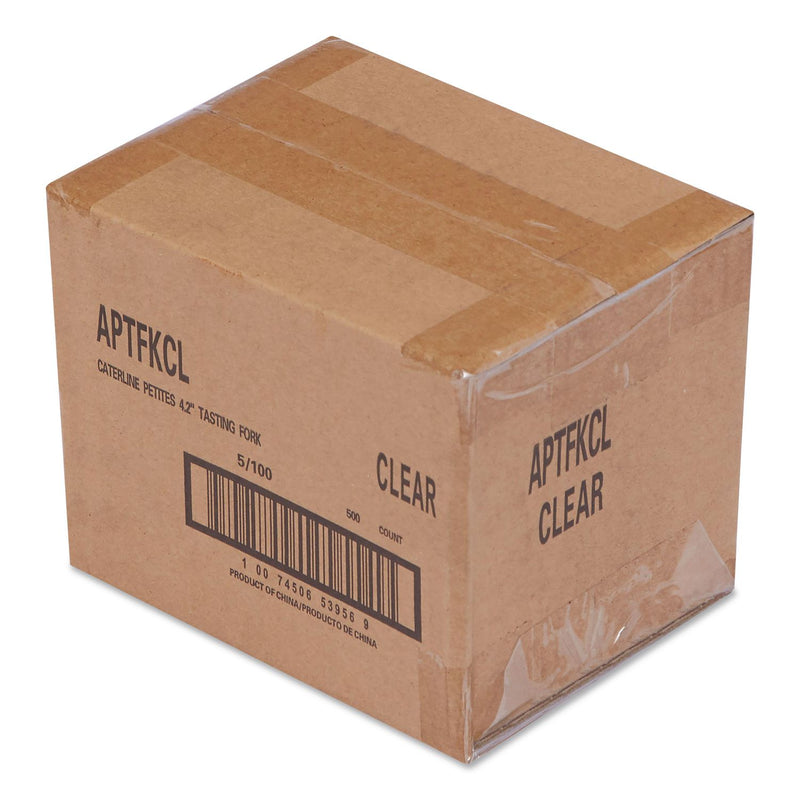 WNA Petites Mini Utensils, Medium Duty, Petite Tasting Fork, Plastic, Clear, 500/Carton (WNAAPTFKCL) Case of 500