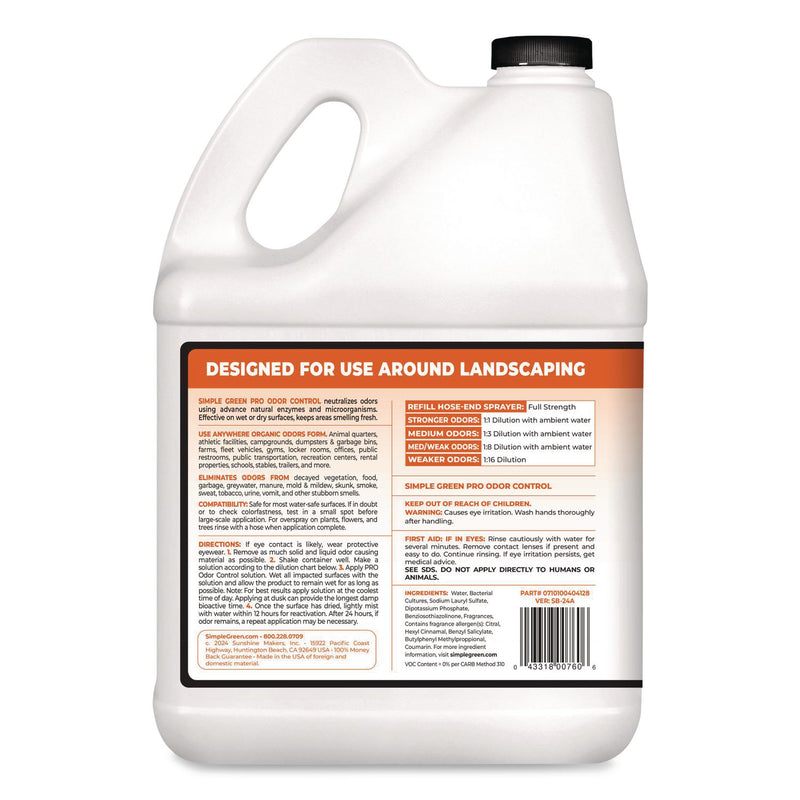 Simple Green® Pro Odor Control, Lemongrass Eucalyptus, 1 gal Bottle, 4/Carton (SMP0704128) Case of 4