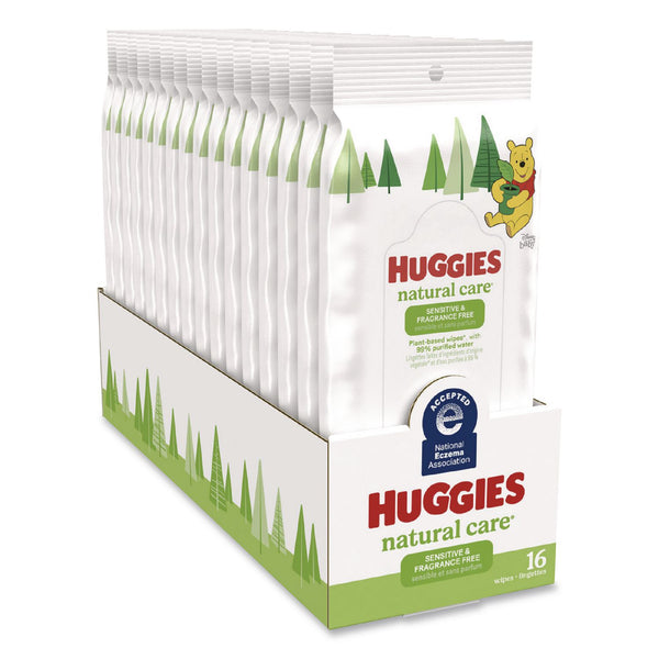 Huggies® Natural Care Sensitive Baby Wipes, 6.6 x 6.86, Unscented, White, 16/Pack, 16 Packs/Carton (KCM40706) Case of 16