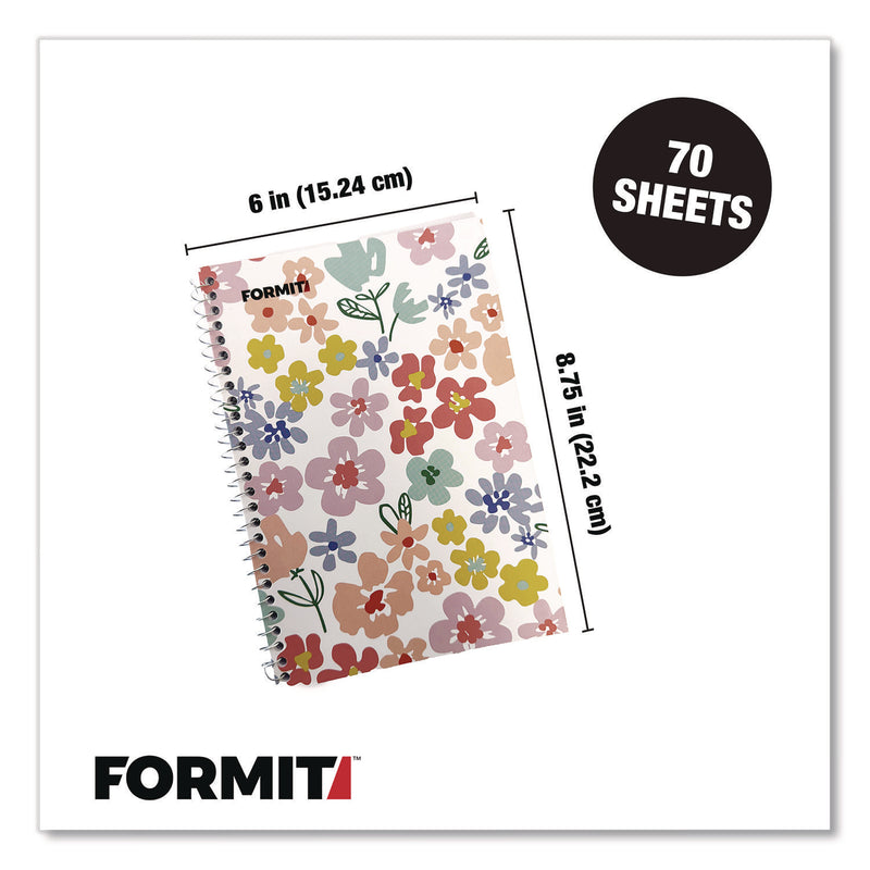 Formit Notebook, Floral Design, 1-Subject, Wide/Legal Rule, Pink/Yellow/Green, (70) 8.75 x 6 Sheets (CH7FI68189) Each