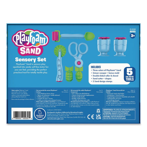 Educational Insights® Playfoam Sand Sensory Set: Five Tools and Three Assorted Color 6 oz Packs of Sand, Ages 3 to 7, 8 Pieces (EII2232) Each