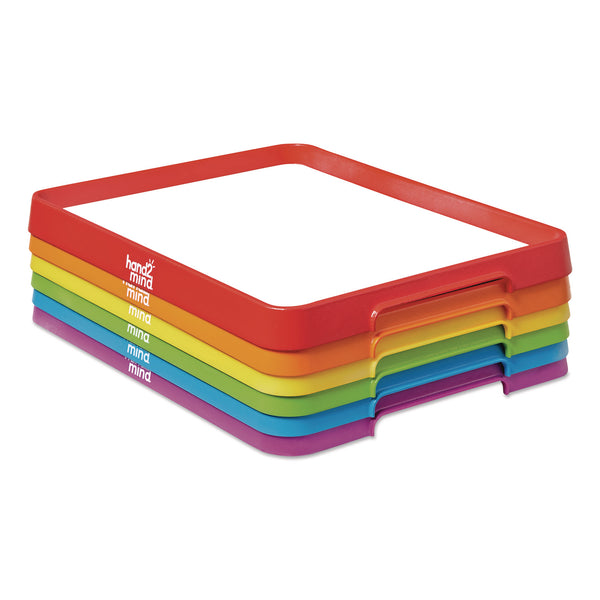 hand2mind® Magnetic Dry-Erase Trays, 13" x 9.5", White Surface, Assorted Frame Colors, 6/Set (HDM96157) Each