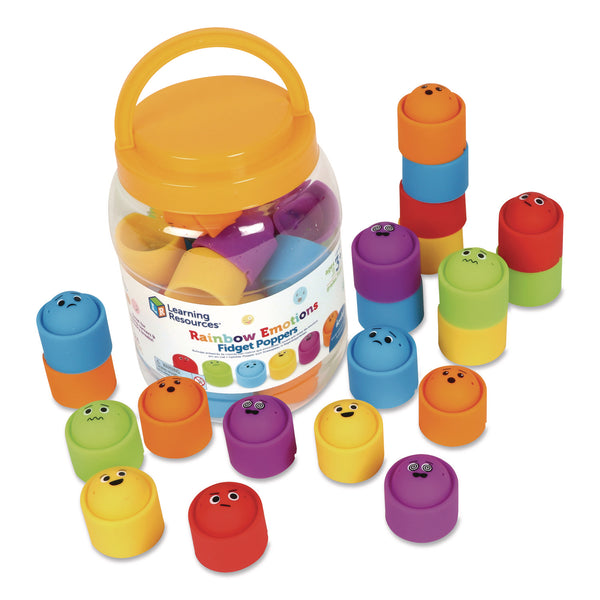 Learning Resources® Rainbow Emotion Fidget Popper Classroom Set, Ages 3 and Up, Assorted Colors, 24 Pieces (LRNLER5572) Each