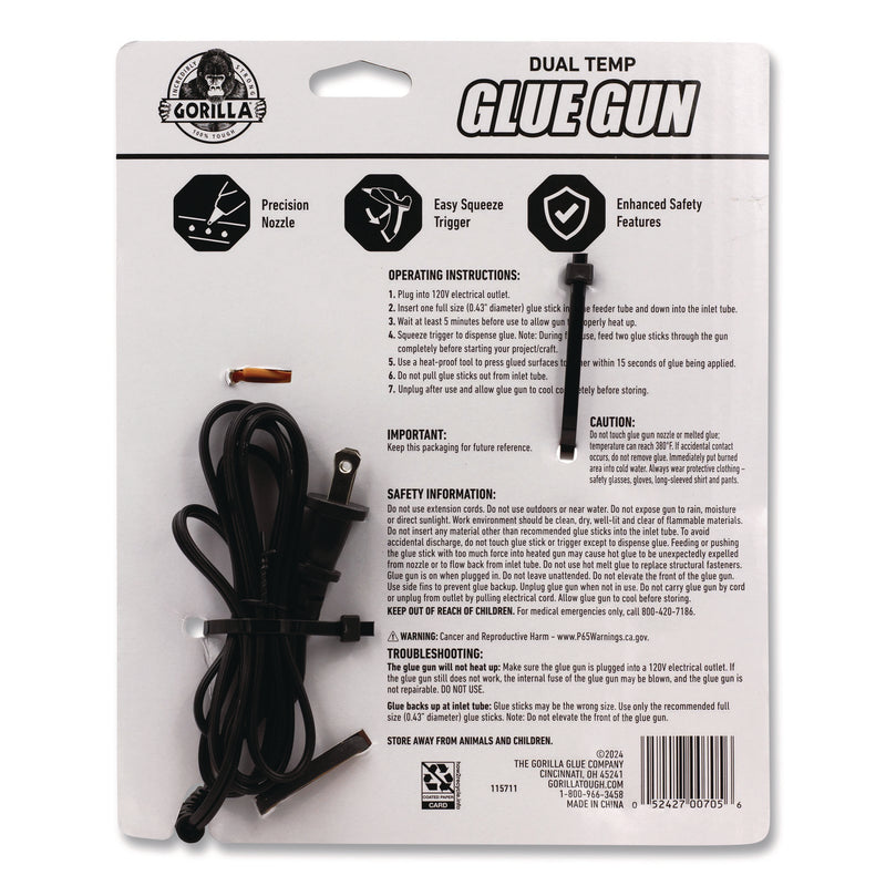 Gorilla Dual Temp Hot Glue Gun, Orange/Black (GOR100424) Each