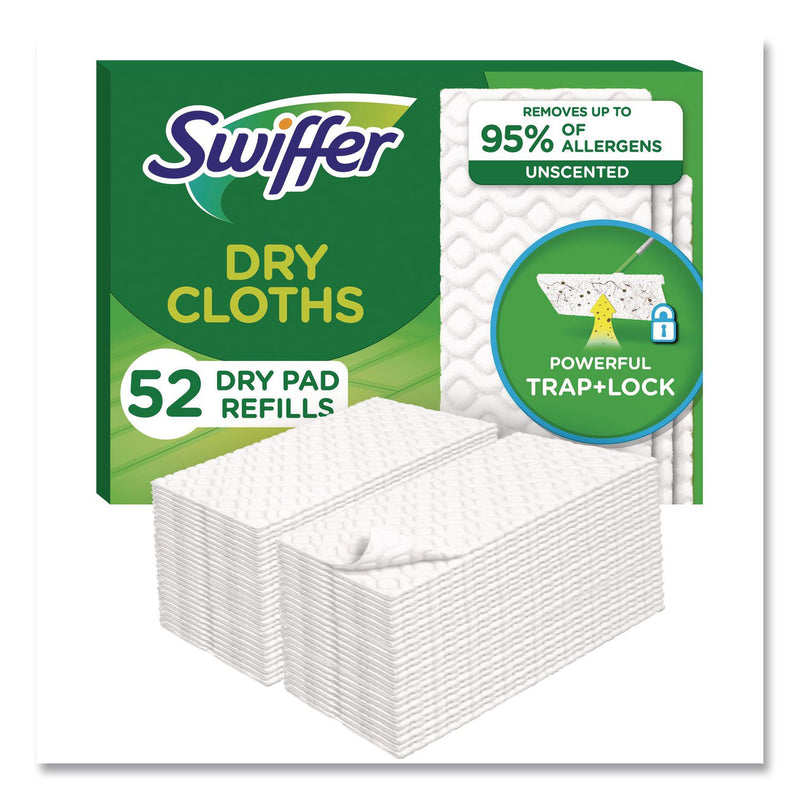 Swiffer Dry Refill Cloths, White, 10 2/5" x 8", 52 Per Box, 3/Case, 156 Cloths Total (PGC81216) Case of 156