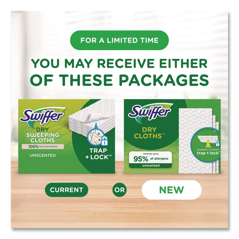Swiffer Dry Refill Cloths, White, 10 2/5" x 8", 52 Per Box, 3/Case, 156 Cloths Total (PGC81216) Case of 156