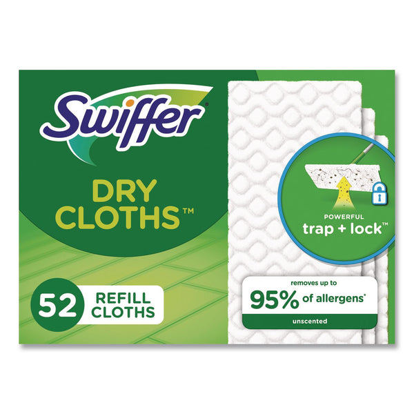 Swiffer Dry Refill Cloths, White, 10 2/5" x 8", 52 Per Box, 3/Case, 156 Cloths Total (PGC81216) Case of 156