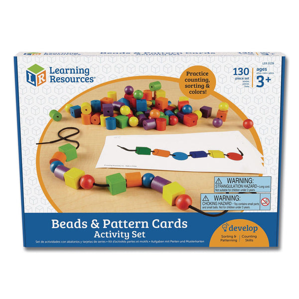 Learning Resources® Beads and Pattern Card Set, Grades Pre-K to 2, 130 Pieces (LRNLER0139) Each