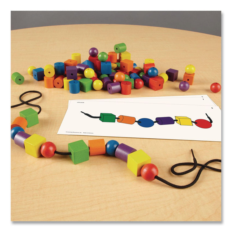 Learning Resources® Beads and Pattern Card Set, Grades Pre-K to 2, 130 Pieces (LRNLER0139) Each