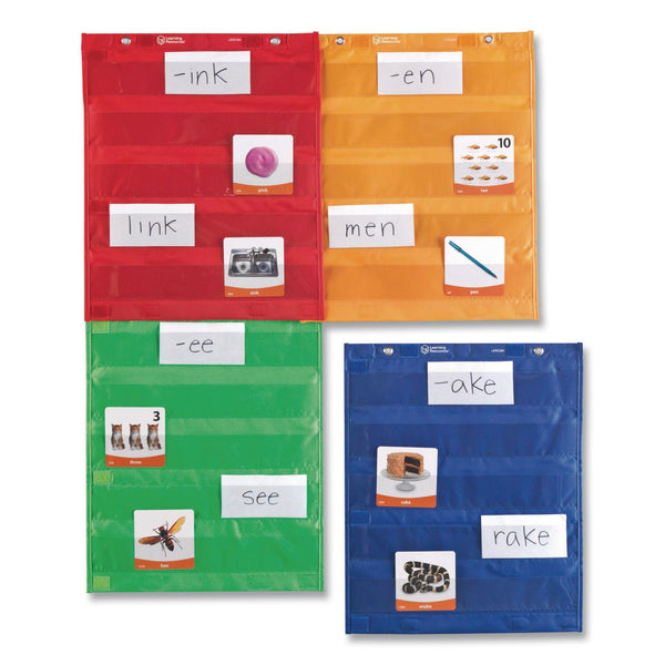 Learning Resources® Magnetic Pocket Chart Squares, 7 Pockets, 14" w x 17" h, Assorted Colors, Set of 4 (LRNLER2384) Each