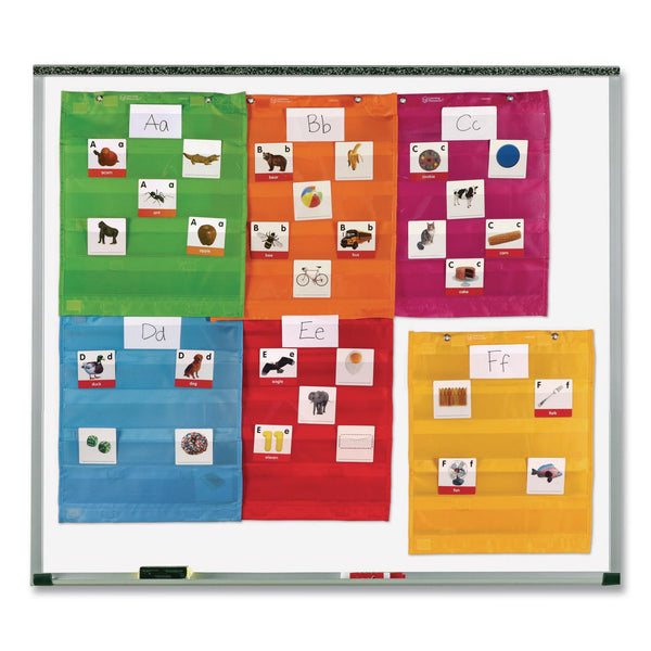 Learning Resources® Magnetic Pocket Chart Squares, Classroom/Teacher Organizer Set, 7 Pockets, Assorted Colors, Set of 6 (LRNLER2386) Each