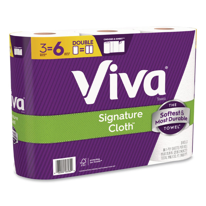 Viva® Signature Cloth Choose-A-Sheet Kitchen Roll Paper Towels,1-Ply, 5.1 x 11,White, 86 Sheets/Double Roll, 3 Rolls/PK, 8 Packs/CT (KCM56530) Case of 8