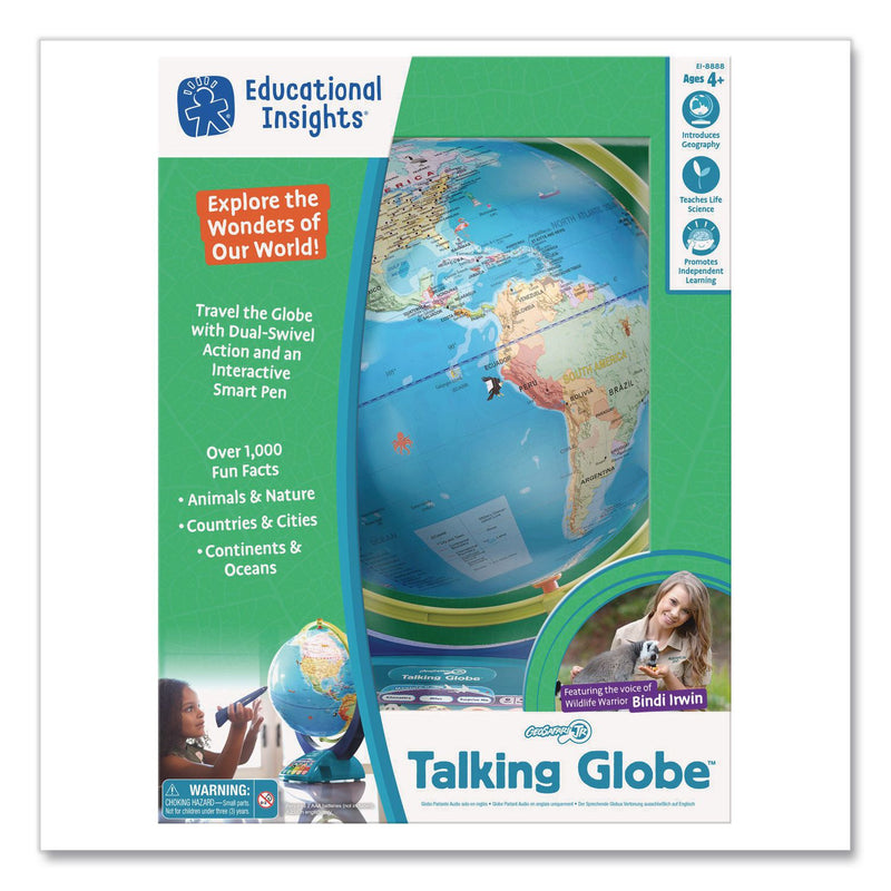 Educational Insights® Geosafari Jr. Talking Globe, 12" dia, Semi-Meridian Mount, Blue Base (EII8888) Each