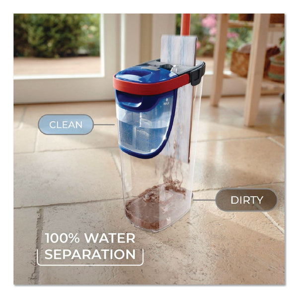 O-Cedar® H2Pro Flat Mop System, 9.25" x 4.38" White/Blue Microfiber Head, Up to 56" Black/Red Handle (FHD175765) Each