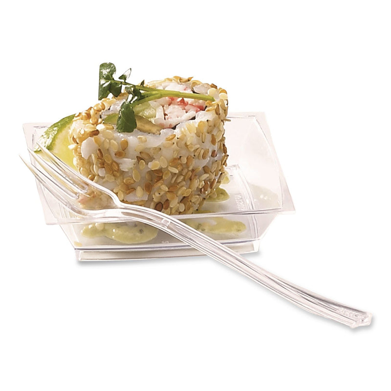 WNA Petites Mini Utensils, Medium Duty, Petite Tasting Fork, Plastic, Clear, 500/Carton (WNAAPTFKCL) Case of 500