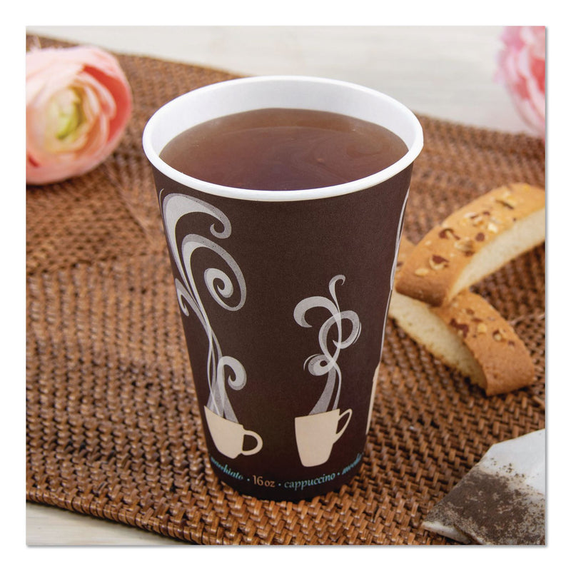 Dart Thermoguard Insulated Paper Hot Cups, 16 oz, Steam Print, 600/Carton (DCCDWTG16ST) Case of 600