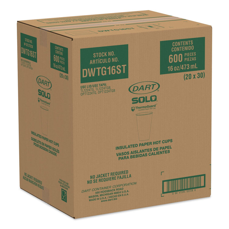 Dart Thermoguard Insulated Paper Hot Cups, 16 oz, Steam Print, 600/Carton (DCCDWTG16ST) Case of 600