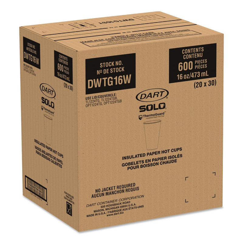 SOLO® Thermoguard Insulated Paper Hot Cups, 16 oz, White Sustainable Forest Design, 30/Pack (SCCDWTG16WPK) Pack of 30