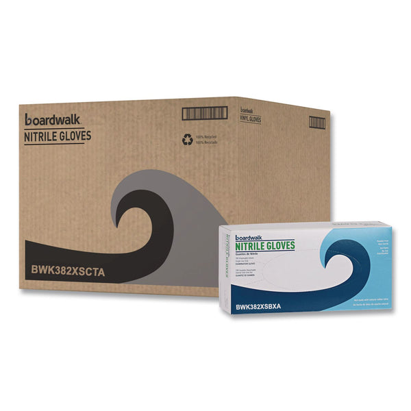 Boardwalk® Disposable Examination Nitrile Gloves, Powder-Free, X-Small, 5 mil Thick, 9.5" Long, Blue, 100/Box, 10 Boxes/Carton (BWK382XSCTA) Case of 1000