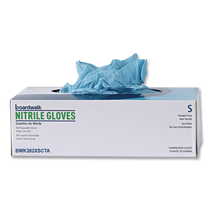 Boardwalk® Disposable Examination Nitrile Gloves, Powder-Free, X-Small, 5 mil Thick, 9.5" Long, Blue, 100/Box, 10 Boxes/Carton (BWK382XSCTA) Case of 1000
