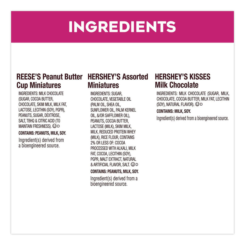 Hershey®'s Milk Chocolate Candy Mini Assortment, 32.9 oz Bag, 122 Individually Wrapped Chocolates (GRR22002588) Each