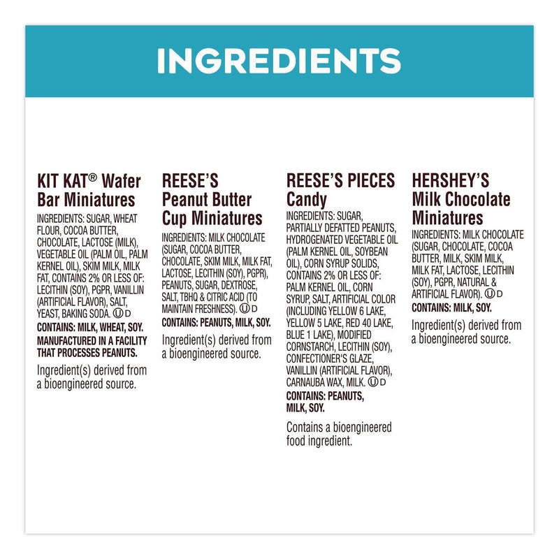 Hershey®'s Milk Chocolate Candy Mini Assortment, 60.1 oz Bag, 2/Carton (GRR60004184) Case of 2