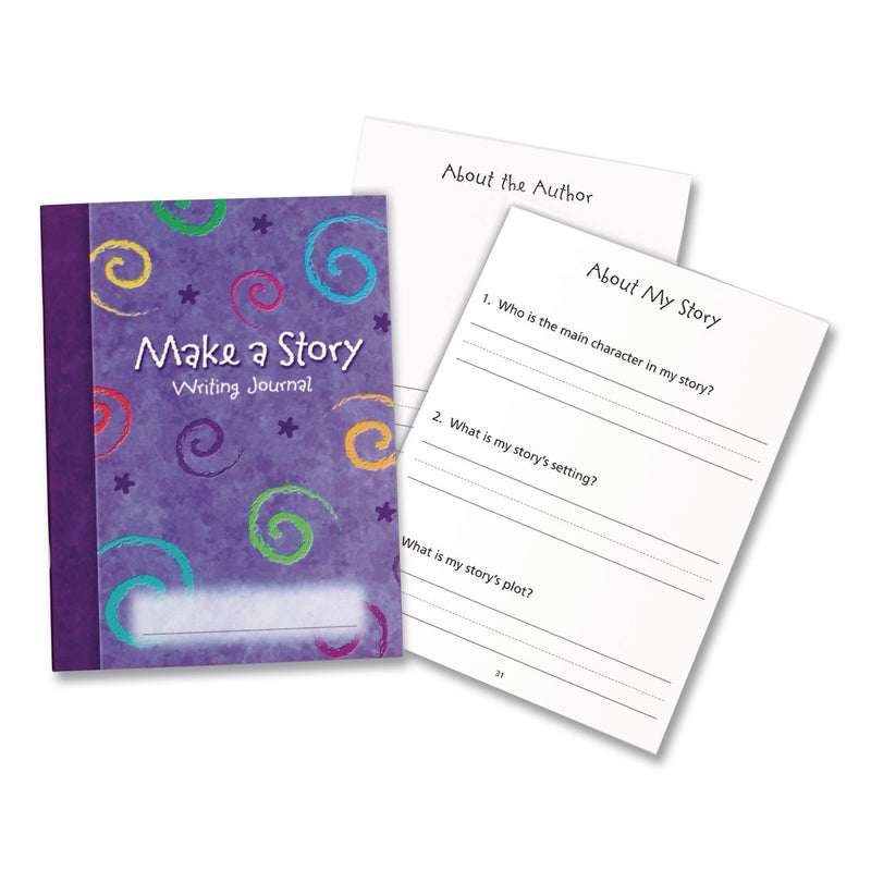 Learning Resources® Make-a-Story Journal, Manuscript Format, Blue Cover, (32) 9 x 7 Sheets, 10 Journals (LRNLER3469) Each