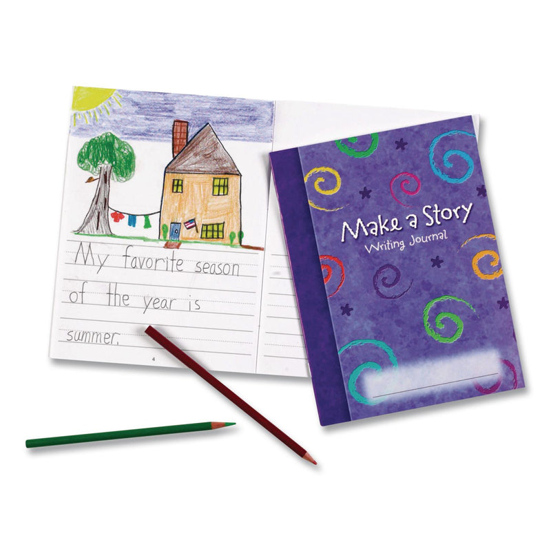 Learning Resources® Make-a-Story Journal, Manuscript Format, Blue Cover, (32) 9 x 7 Sheets, 10 Journals (LRNLER3469) Each