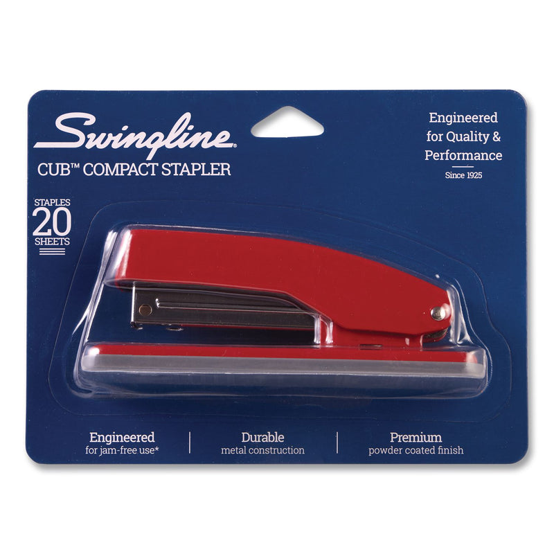 Swingline® Cub Compact Metal Staplers, 20 Sheet Capacity, Rio Red (SWI1070) Each
