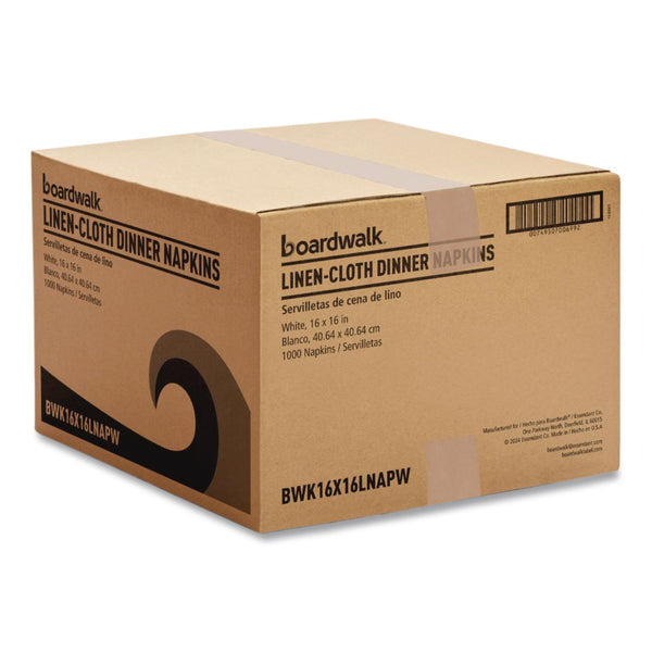 Boardwalk® Linen-Feel Flat Napkins, 1-Ply, 16 x 16, White, 1,000/Carton (BWK16X16LNAPW) Case of 1000