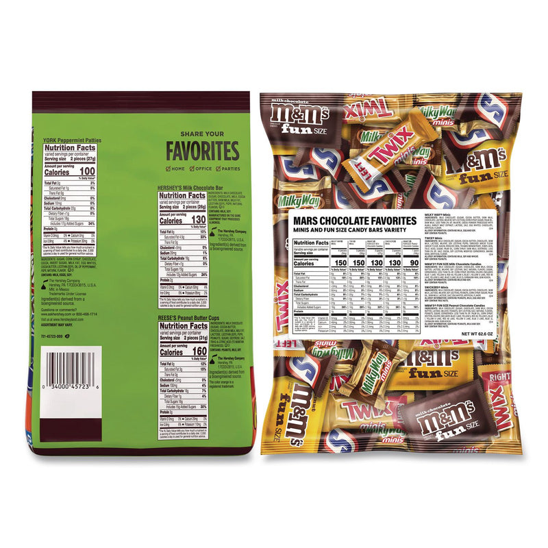 Hershey®'s Assortment Milk Chocolate/Mar's Chocolate Favorites, 30.22 oz Bag and 62.6 oz Bag/Carton (GRR60004054) Case of 2