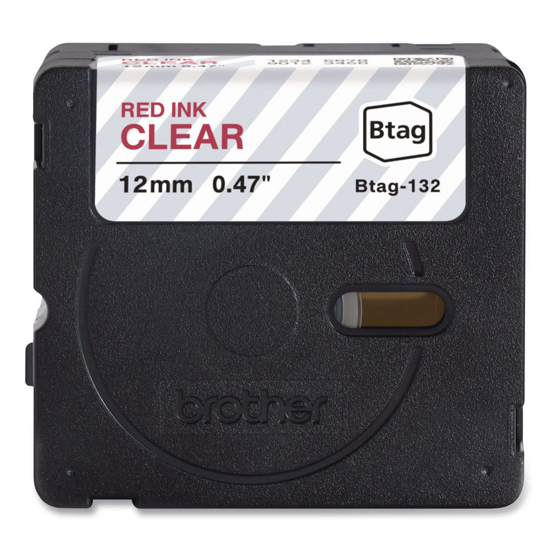 Brother P-Touch® Genuine P-Touch BTAG Label Tapes, 0.47" x 13.1 ft, Red on Clear (BRTBTAG132) Each