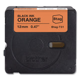 Brother P-Touch® Genuine P-Touch BTAG Label Tapes, 0.47" x 13.1 ft, Black on Orange (BRTBTAGT31) Each