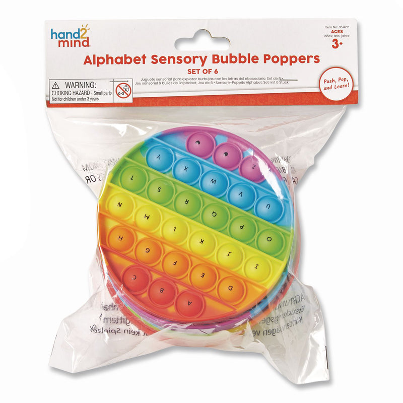 hand2mind® Alphabet Sensory Bubble Poppers, Pre-K to K, 6 Pieces (HDM95429) Each