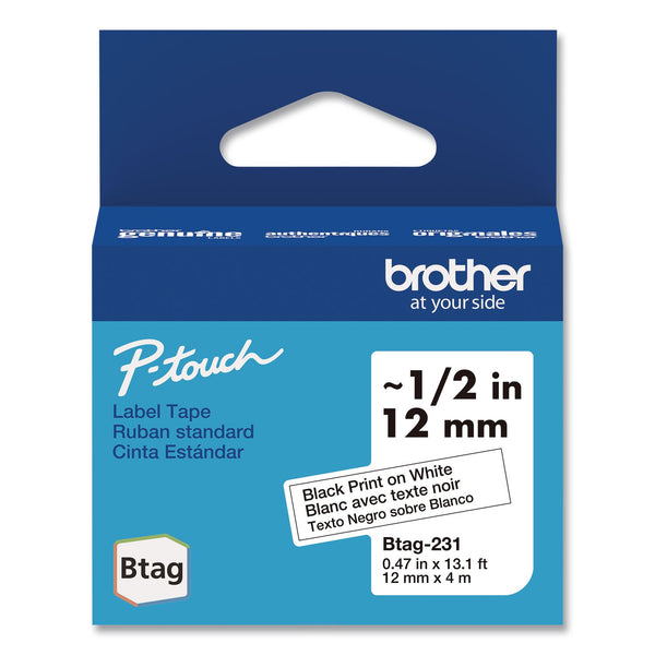 Brother P-Touch® Genuine P-Touch BTAG Label Tapes, 0.47" x 13.1 ft, Black on White (BRTBTAG231) Each