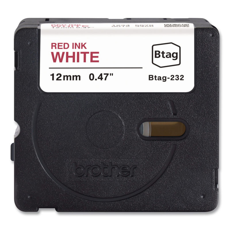 Brother P-Touch® Genuine P-Touch BTAG Label Tapes, 0.47" x 13.1 ft, Red on White (BRTBTAG232) Each
