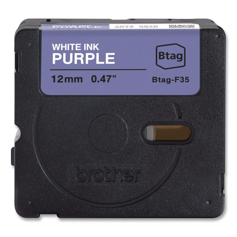 Brother P-Touch® Genuine P-Touch BTAG Label Tapes, 0.47" x 13.1 ft, White on Purple (BRTBTAGF35) Each
