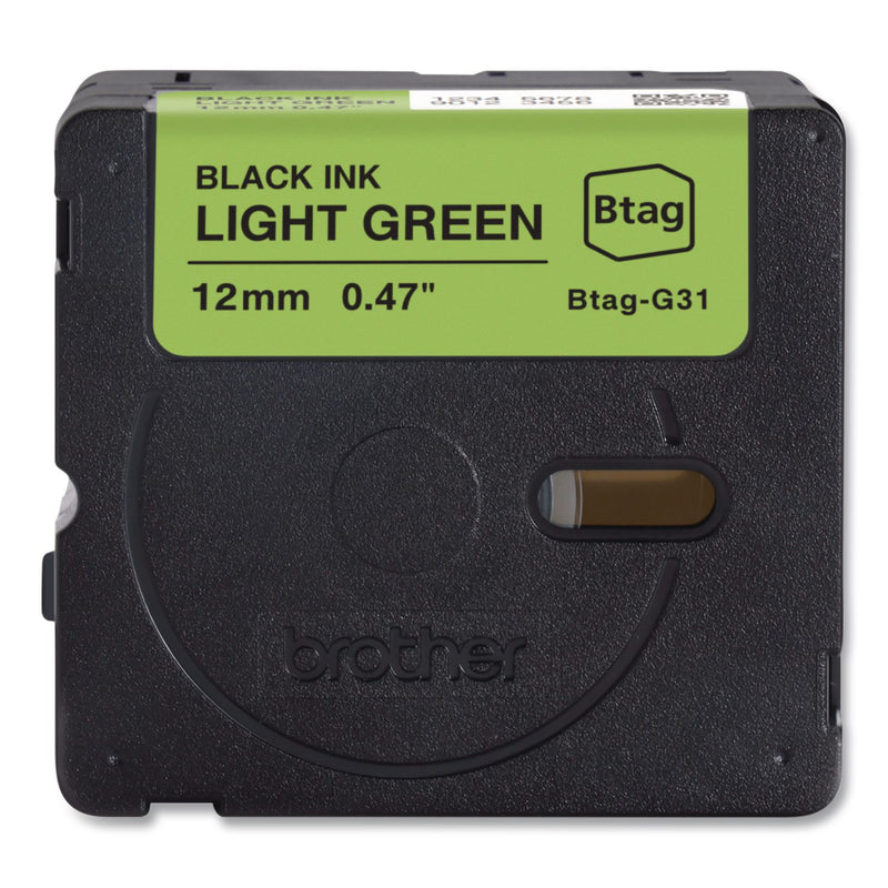 Brother P-Touch® Genuine P-Touch BTAG Label Tapes, 0.47" x 13.1 ft, Black on Light Green (BRTBTAGG31) Each