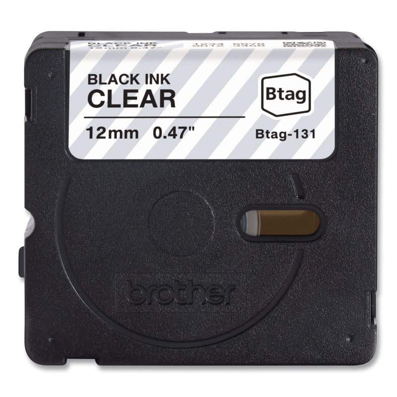 Brother P-Touch® Genuine P-Touch BTAG Label Tapes, 0.47" x 13.1 ft, Black on Clear (BRTBTAG131) Each