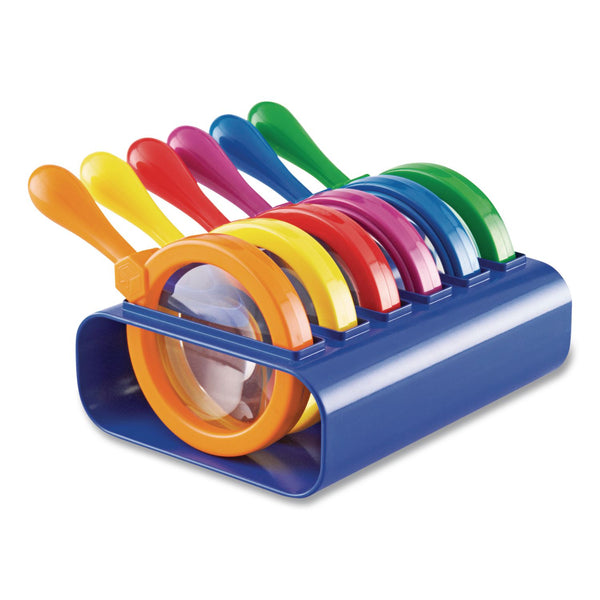 Learning Resources® Primary Science Jumbo Magnifiers with Stand, Ages 3 and Up, 4.5x, Plastic Lens, 4.5" dia, 6/Set (LRNLER2884) Each
