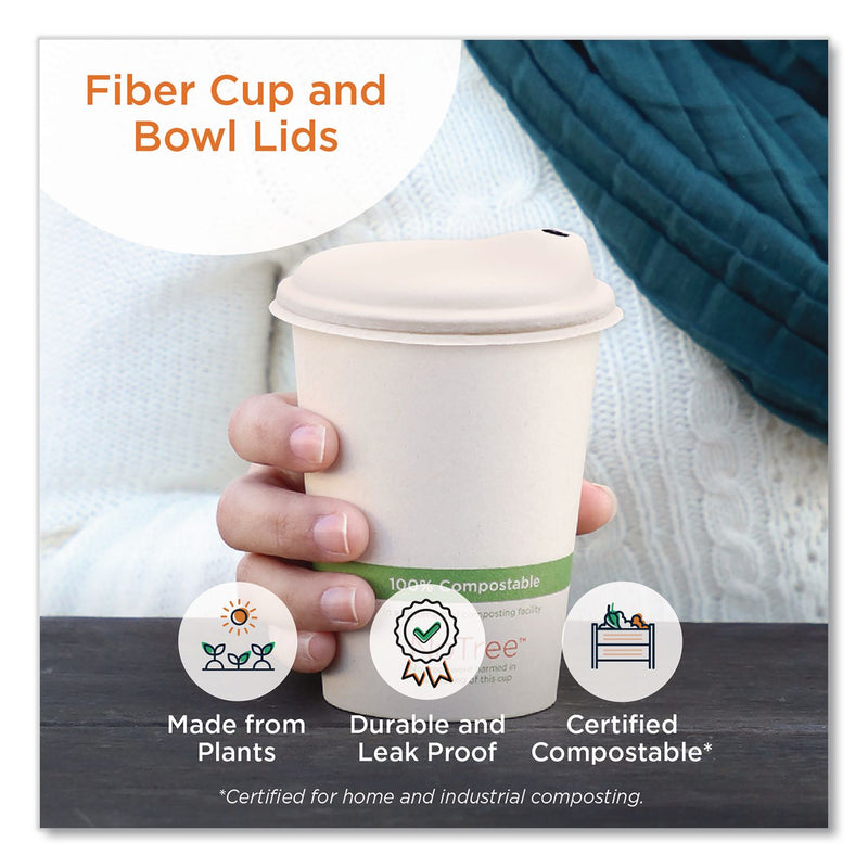 World Centric Fiber Lids for Cups, Fits 10 oz to 20 oz Cups, Natural, 1,000/Carton (WORCULFB12LF) Case of 1000