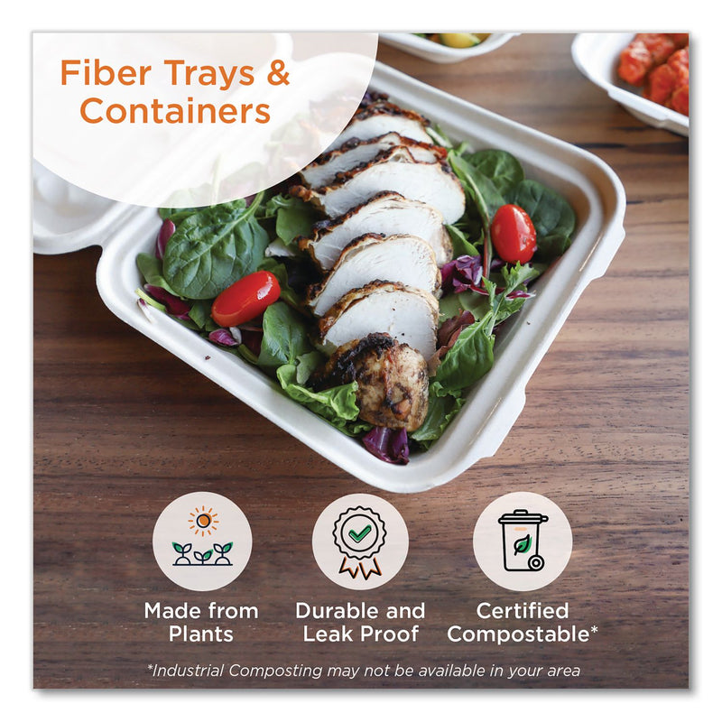 World Centric Fiber Containers, 60 oz, 7.5 x 9.8 x 2.7, Natural, Paper, 400/Carton (WORTRSC60LFP) Case of 400