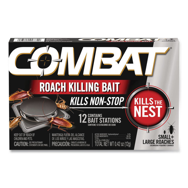 Combat® Roach Bait Insecticide, for Small and Large Roaches, 0.42 oz, 12 Bait Stations (DIA05701EA) Each