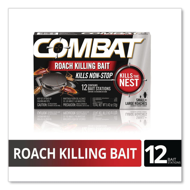 Combat® Roach Bait Insecticide, for Small and Large Roaches, 0.42 oz, 12 Bait Stations (DIA05701EA) Each