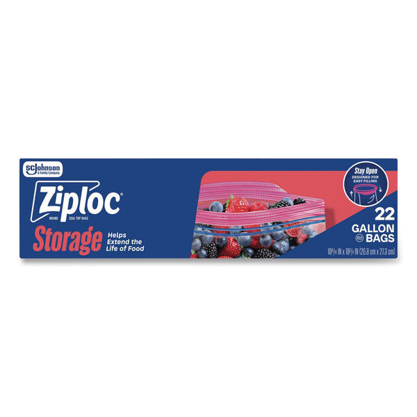 Ziploc® Double Zipper Storage Bags, Triple System Seal, Gallon, 9.6" x 12.1", Clear, 22 Bags/Box, 12 Boxes/Carton (SJN383231) Case of 12