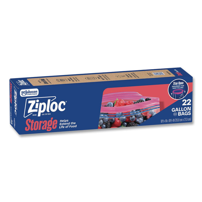 Ziploc® Double Zipper Storage Bags, Triple System Seal, Gallon, 9.6" x 12.1", Clear, 22 Bags/Box, 12 Boxes/Carton (SJN383231) Case of 12