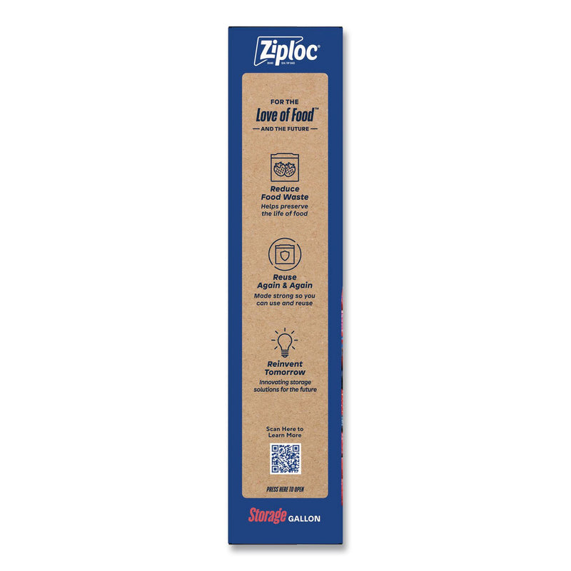 Ziploc® Double Zipper Storage Bags, Triple System Seal, Gallon, 9.6" x 12.1", Clear, 22 Bags/Box, 12 Boxes/Carton (SJN383231) Case of 12