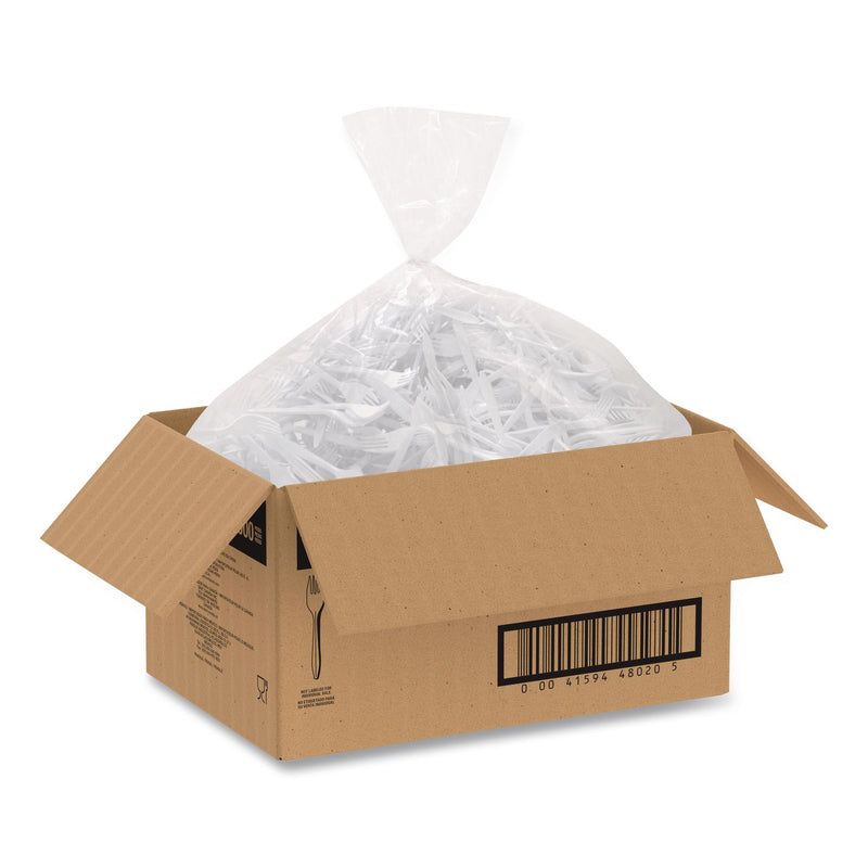 SOLO® Style Setter Medium Weight Polypropylene Cutlery, Fork, Plastic, White, 1,000/Carton (SCCF6OW) Case of 1000