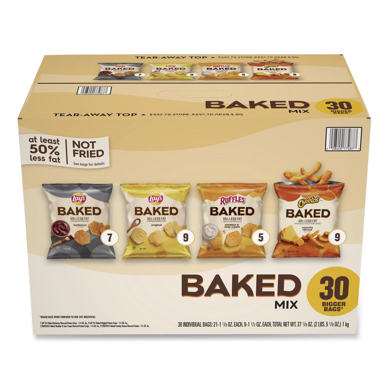 Frito-Lay Baked Variety Pack, Baked Cheetos/Baked Lays BBQ/Baked Lays Original/Baked Ruffles Cheddar Sour Cream, 30 Bags/BX, 2 Boxes/CT (LAY77325) Case of 60
