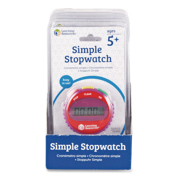 Learning Resources® Simple Stopwatch, Accurate to 1/100 seconds, Randomly Assorted Colors, Black Lanyard, Set of 6 (LRNLER0809) Each